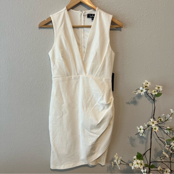 NWT Lulu’s Cocktail Hour Ivory Wrap Dress M - Picture 4 of 9